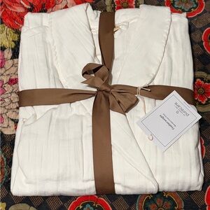 NEW PURECARE FEATHERWEIGHT ECRU LINEN BLEND ROBE by DR. WEIL SIZE L/XL